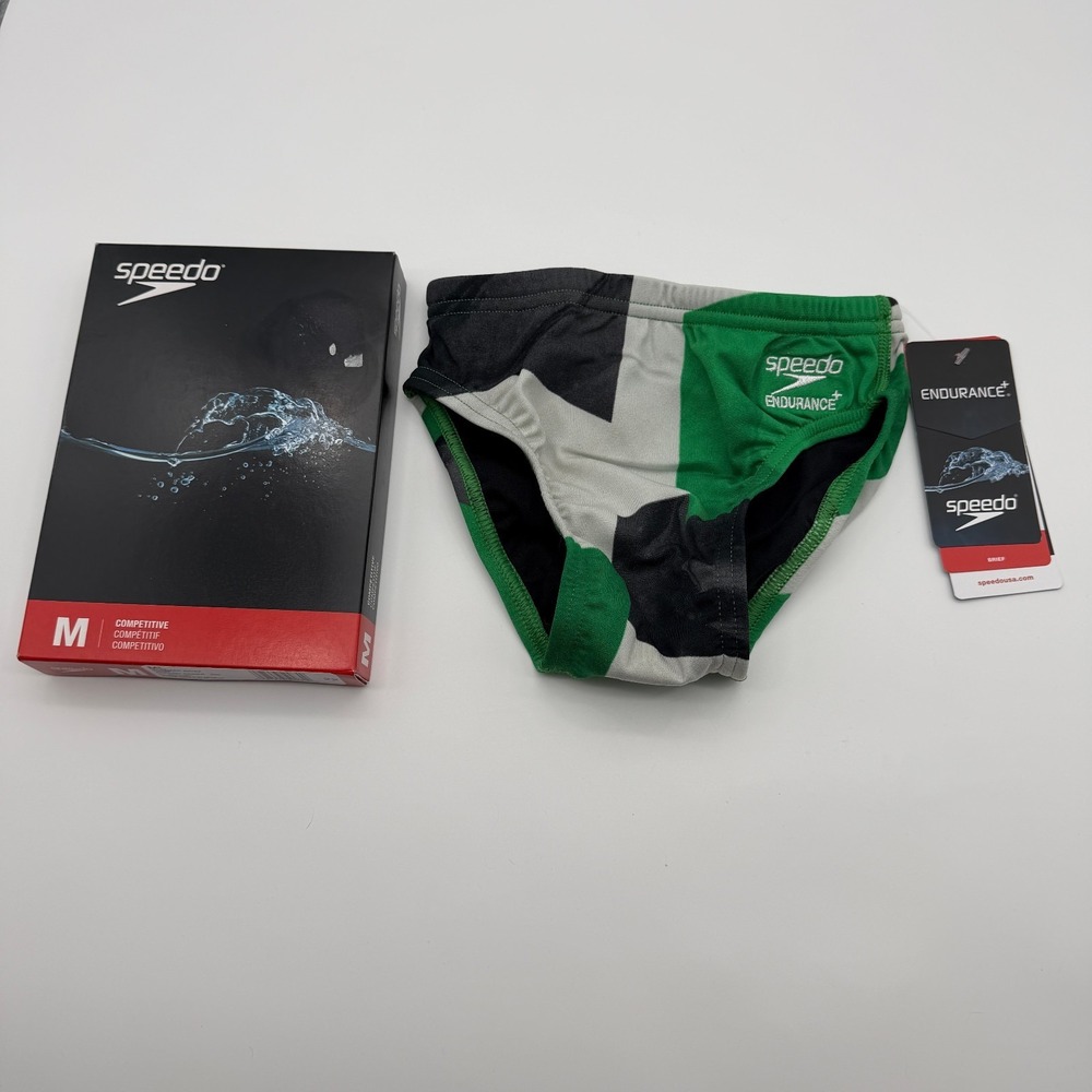 Speedo Glimmer Swim Brief Youth Boys ML 22 Endurance+ Green Black